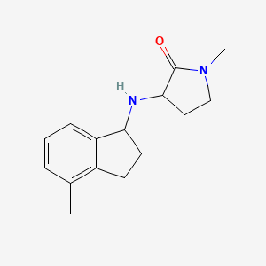 molecular formula C15H20N2O B7629653 1-methyl-3-[(4-methyl-2,3-dihydro-1H-inden-1-yl)amino]pyrrolidin-2-one 