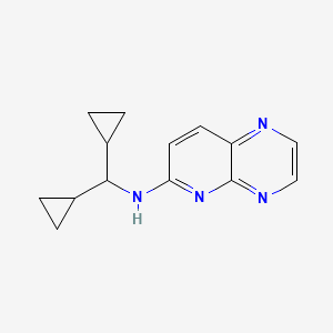 molecular formula C14H16N4 B7629665 N-(dicyclopropylmethyl)pyrido[2,3-b]pyrazin-6-amine 