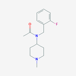 molecular formula C15H21FN2O B7629675 N-[(2-fluorophenyl)methyl]-N-(1-methylpiperidin-4-yl)acetamide 