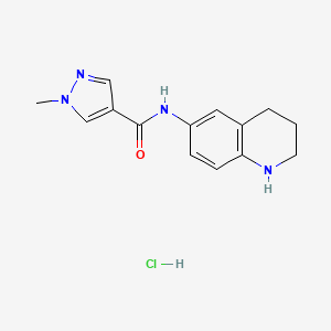 molecular formula C14H17ClN4O B7629718 1-methyl-N-(1,2,3,4-tetrahydroquinolin-6-yl)pyrazole-4-carboxamide;hydrochloride 
