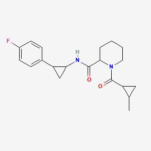 molecular formula C20H25FN2O2 B7629743 N-[2-(4-fluorophenyl)cyclopropyl]-1-(2-methylcyclopropanecarbonyl)piperidine-2-carboxamide 