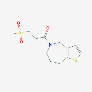 molecular formula C12H17NO3S2 B7629751 3-Methylsulfonyl-1-(4,6,7,8-tetrahydrothieno[3,2-c]azepin-5-yl)propan-1-one 