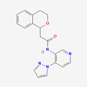 molecular formula C19H18N4O2 B7629791 2-(3,4-dihydro-1H-isochromen-1-yl)-N-(4-pyrazol-1-ylpyridin-3-yl)acetamide 