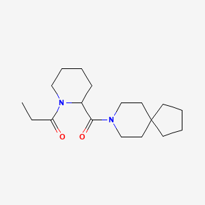 molecular formula C18H30N2O2 B7629858 1-[2-(8-Azaspiro[4.5]decane-8-carbonyl)piperidin-1-yl]propan-1-one 