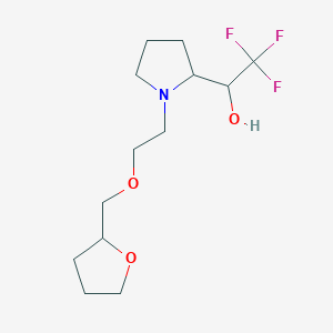 molecular formula C13H22F3NO3 B7629949 2,2,2-Trifluoro-1-[1-[2-(oxolan-2-ylmethoxy)ethyl]pyrrolidin-2-yl]ethanol 