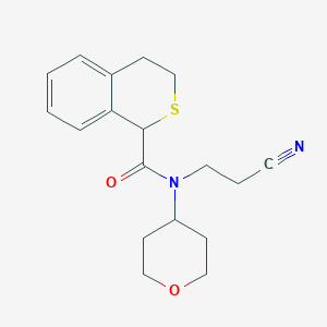 molecular formula C18H22N2O2S B7629985 N-(2-cyanoethyl)-N-(oxan-4-yl)-3,4-dihydro-1H-isothiochromene-1-carboxamide 