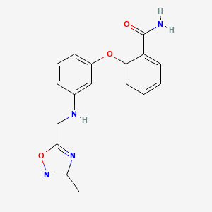 molecular formula C17H16N4O3 B7630026 2-[3-[(3-Methyl-1,2,4-oxadiazol-5-yl)methylamino]phenoxy]benzamide 