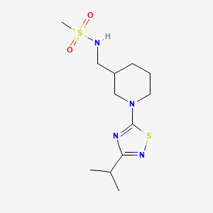 molecular formula C12H22N4O2S2 B7630045 N-[[1-(3-propan-2-yl-1,2,4-thiadiazol-5-yl)piperidin-3-yl]methyl]methanesulfonamide 