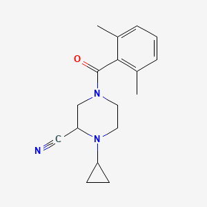 1-Cyclopropyl-4-(2,6-dimethylbenzoyl)piperazine-2-carbonitrile