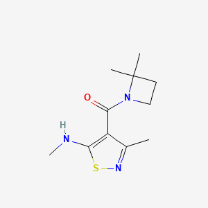 molecular formula C11H17N3OS B7630076 (2,2-Dimethylazetidin-1-yl)-[3-methyl-5-(methylamino)-1,2-thiazol-4-yl]methanone 