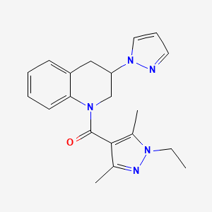 molecular formula C20H23N5O B7630081 (1-ethyl-3,5-dimethylpyrazol-4-yl)-(3-pyrazol-1-yl-3,4-dihydro-2H-quinolin-1-yl)methanone 