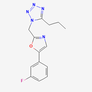 molecular formula C14H14FN5O B7630091 5-(3-Fluorophenyl)-2-[(5-propyltetrazol-1-yl)methyl]-1,3-oxazole 