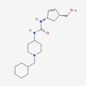 molecular formula C19H33N3O2 B7630094 1-[1-(cyclohexylmethyl)piperidin-4-yl]-3-[(1S,4R)-4-(hydroxymethyl)cyclopent-2-en-1-yl]urea 