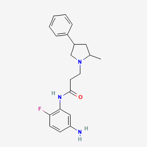 molecular formula C20H24FN3O B7630124 N-(5-amino-2-fluorophenyl)-3-(2-methyl-4-phenylpyrrolidin-1-yl)propanamide 