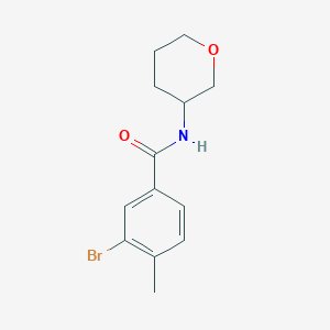 molecular formula C13H16BrNO2 B7630135 3-bromo-4-methyl-N-(oxan-3-yl)benzamide 