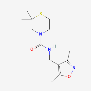 molecular formula C13H21N3O2S B7630139 N-[(3,5-dimethyl-1,2-oxazol-4-yl)methyl]-2,2-dimethylthiomorpholine-4-carboxamide 