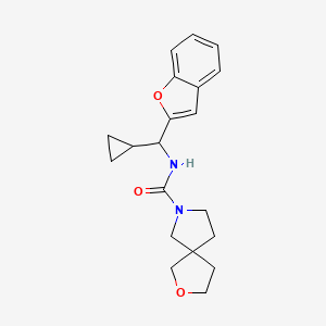 molecular formula C20H24N2O3 B7630178 N-[1-benzofuran-2-yl(cyclopropyl)methyl]-2-oxa-7-azaspiro[4.4]nonane-7-carboxamide 