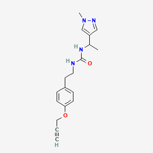 molecular formula C18H22N4O2 B7630192 1-[1-(1-Methylpyrazol-4-yl)ethyl]-3-[2-(4-prop-2-ynoxyphenyl)ethyl]urea 