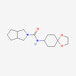 molecular formula C16H26N2O3 B7630223 N-(1,4-dioxaspiro[4.5]decan-8-yl)-3,3a,4,5,6,6a-hexahydro-1H-cyclopenta[c]pyrrole-2-carboxamide 