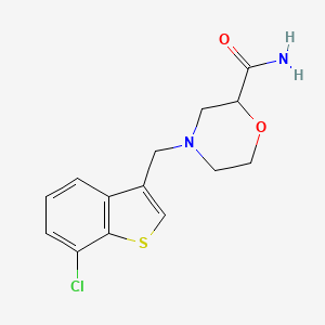 molecular formula C14H15ClN2O2S B7630255 4-[(7-Chloro-1-benzothiophen-3-yl)methyl]morpholine-2-carboxamide 
