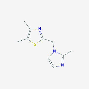 molecular formula C10H13N3S B7630285 4,5-Dimethyl-2-[(2-methylimidazol-1-yl)methyl]-1,3-thiazole 