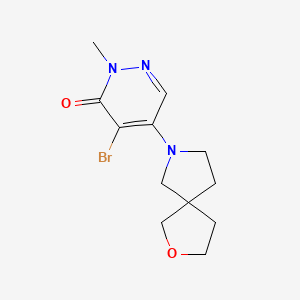 molecular formula C12H16BrN3O2 B7630363 4-Bromo-2-methyl-5-(2-oxa-7-azaspiro[4.4]nonan-7-yl)pyridazin-3-one 