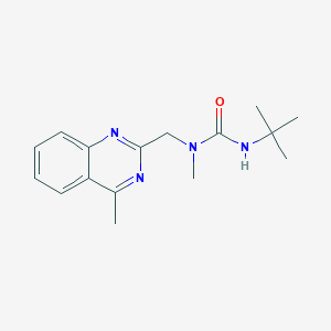 molecular formula C16H22N4O B7630385 3-Tert-butyl-1-methyl-1-[(4-methylquinazolin-2-yl)methyl]urea 