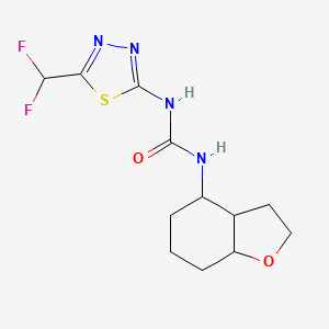 molecular formula C12H16F2N4O2S B7630394 1-(2,3,3a,4,5,6,7,7a-Octahydro-1-benzofuran-4-yl)-3-[5-(difluoromethyl)-1,3,4-thiadiazol-2-yl]urea 