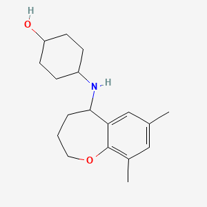 molecular formula C18H27NO2 B7630428 4-[(7,9-Dimethyl-2,3,4,5-tetrahydro-1-benzoxepin-5-yl)amino]cyclohexan-1-ol 