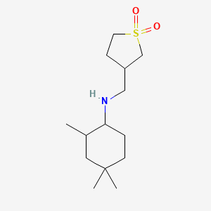 molecular formula C14H27NO2S B7630439 N-[(1,1-dioxothiolan-3-yl)methyl]-2,4,4-trimethylcyclohexan-1-amine 