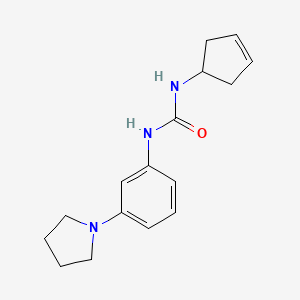 molecular formula C16H21N3O B7630532 1-Cyclopent-3-en-1-yl-3-(3-pyrrolidin-1-ylphenyl)urea 