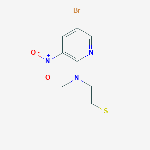molecular formula C9H12BrN3O2S B7630562 5-bromo-N-methyl-N-(2-methylsulfanylethyl)-3-nitropyridin-2-amine 