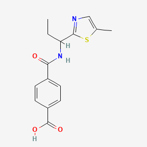molecular formula C15H16N2O3S B7630578 4-[1-(5-Methyl-1,3-thiazol-2-yl)propylcarbamoyl]benzoic acid 