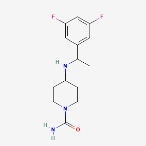 molecular formula C14H19F2N3O B7630585 4-[1-(3,5-Difluorophenyl)ethylamino]piperidine-1-carboxamide 