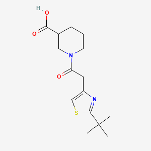 molecular formula C15H22N2O3S B7630608 1-[2-(2-Tert-butyl-1,3-thiazol-4-yl)acetyl]piperidine-3-carboxylic acid 