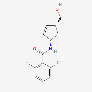 2-chloro-6-fluoro-N-[(1S,4R)-4-(hydroxymethyl)cyclopent-2-en-1-yl]benzamide