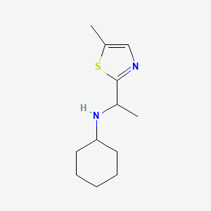 molecular formula C12H20N2S B7630615 N-[1-(5-methyl-1,3-thiazol-2-yl)ethyl]cyclohexanamine 