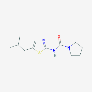 molecular formula C12H19N3OS B7630623 N-[5-(2-methylpropyl)-1,3-thiazol-2-yl]pyrrolidine-1-carboxamide 