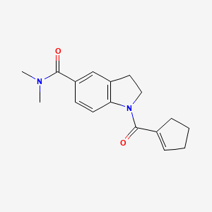 molecular formula C17H20N2O2 B7630628 1-(cyclopentene-1-carbonyl)-N,N-dimethyl-2,3-dihydroindole-5-carboxamide 