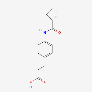 molecular formula C14H17NO3 B7630656 3-[4-(Cyclobutanecarbonylamino)phenyl]propanoic acid 