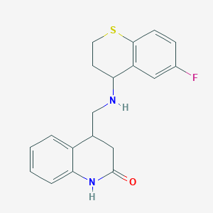 molecular formula C19H19FN2OS B7630709 4-[[(6-fluoro-3,4-dihydro-2H-thiochromen-4-yl)amino]methyl]-3,4-dihydro-1H-quinolin-2-one 