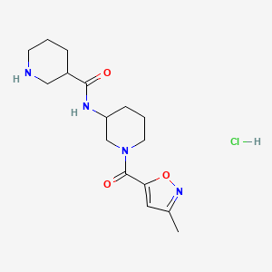 molecular formula C16H25ClN4O3 B7630718 N-[1-(3-methyl-1,2-oxazole-5-carbonyl)piperidin-3-yl]piperidine-3-carboxamide;hydrochloride 