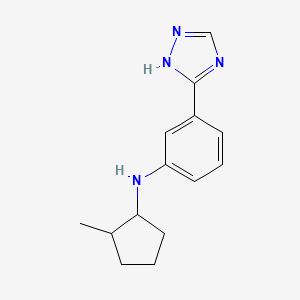 molecular formula C14H18N4 B7630801 N-(2-methylcyclopentyl)-3-(1H-1,2,4-triazol-5-yl)aniline 