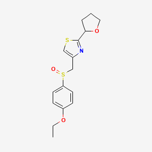 molecular formula C16H19NO3S2 B7630828 4-[(4-Ethoxyphenyl)sulfinylmethyl]-2-(oxolan-2-yl)-1,3-thiazole 
