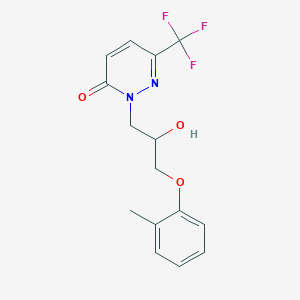 molecular formula C15H15F3N2O3 B7630835 2-[2-Hydroxy-3-(2-methylphenoxy)propyl]-6-(trifluoromethyl)pyridazin-3-one 