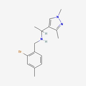 molecular formula C15H20BrN3 B7630842 N-[(2-bromo-4-methylphenyl)methyl]-1-(1,3-dimethylpyrazol-4-yl)ethanamine 
