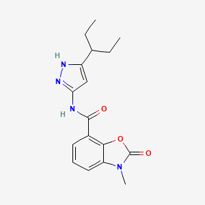 3-methyl-2-oxo-N-(5-pentan-3-yl-1H-pyrazol-3-yl)-1,3-benzoxazole-7-carboxamide