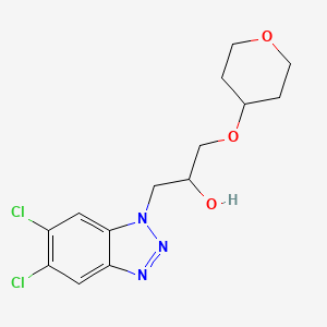 molecular formula C14H17Cl2N3O3 B7630871 1-(5,6-Dichlorobenzotriazol-1-yl)-3-(oxan-4-yloxy)propan-2-ol 