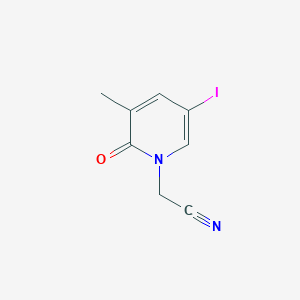 molecular formula C8H7IN2O B7630900 2-(5-Iodo-3-methyl-2-oxopyridin-1-yl)acetonitrile 