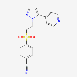 molecular formula C17H14N4O2S B7630924 4-[2-(5-Pyridin-4-ylpyrazol-1-yl)ethylsulfonyl]benzonitrile 